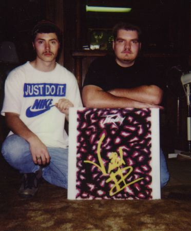 Shannon and Aaron with the original logo artwork (1993)